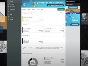 A desktop screen of the digital banking application.