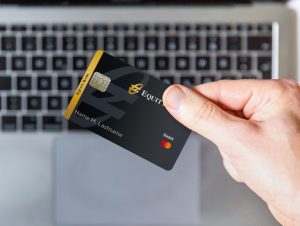 Close-up of Equity debit card