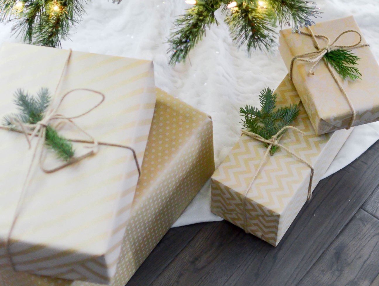 Presents wrapped under a tree