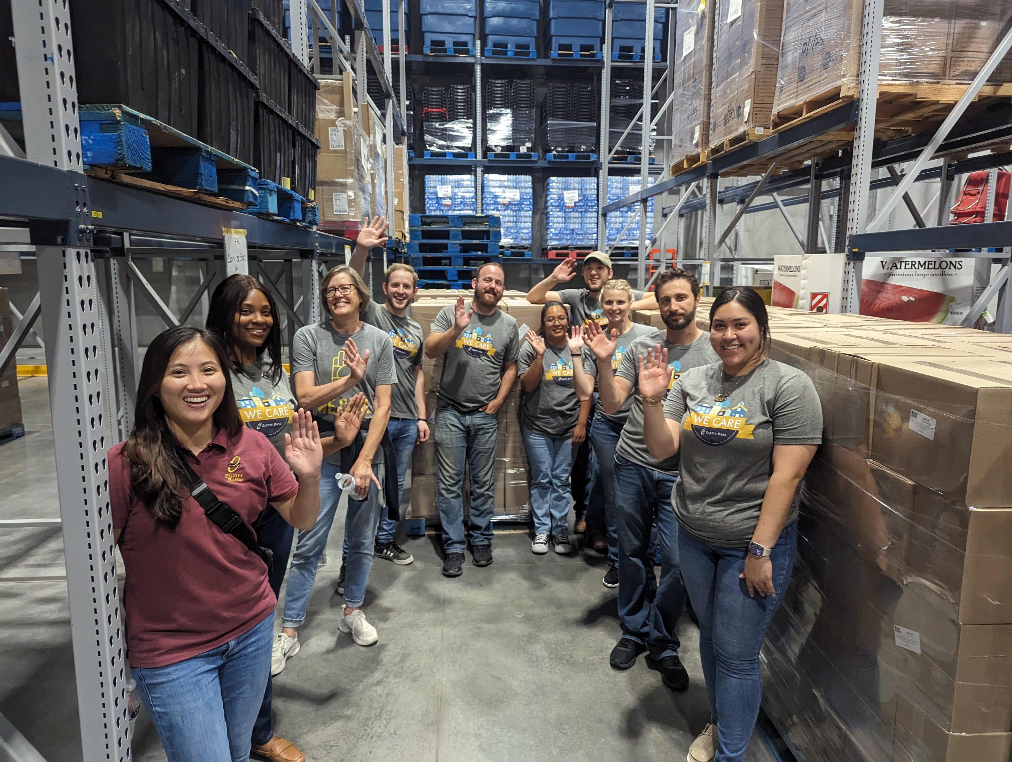 Equity Bank employees volunteering at the KS Food Bank.