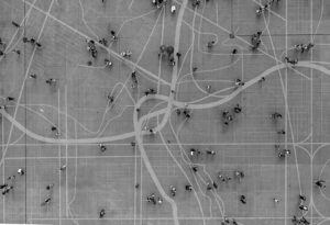 Map and people walking
