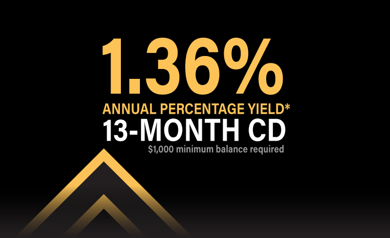 13-Month CD – 1.36% APY, minimum balance required