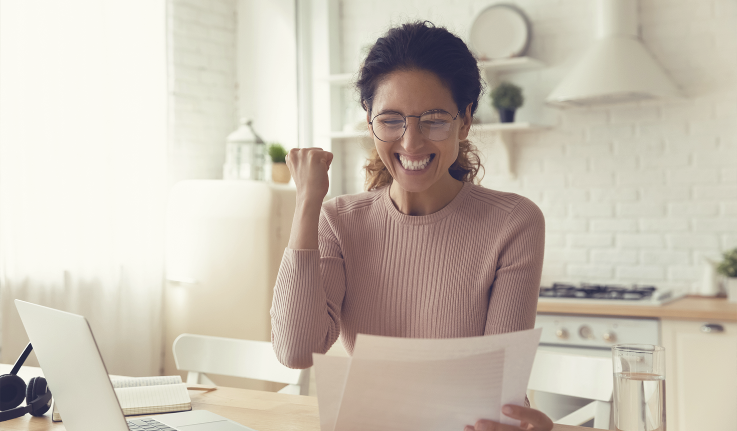 Girl getting excited about saving money