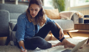 Student working out finances.